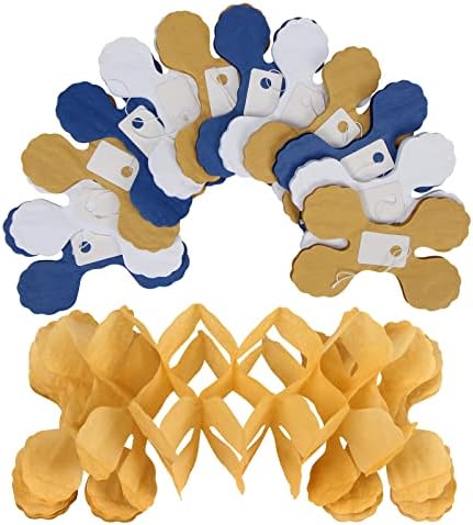 Navy-Blue White-Gold Party-Decorations Streamers Garland - 12pcs Royal Blue Graduation 2026 4-Leaf Paper Clover Streamer Men Boy Birthday Wedding Bridal Shower Flower Banners Fathers day Decor Ouruola