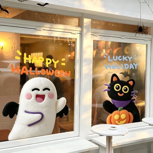 Halloween Window Clings Set, Static-Adhering & Scratch-Free Decor