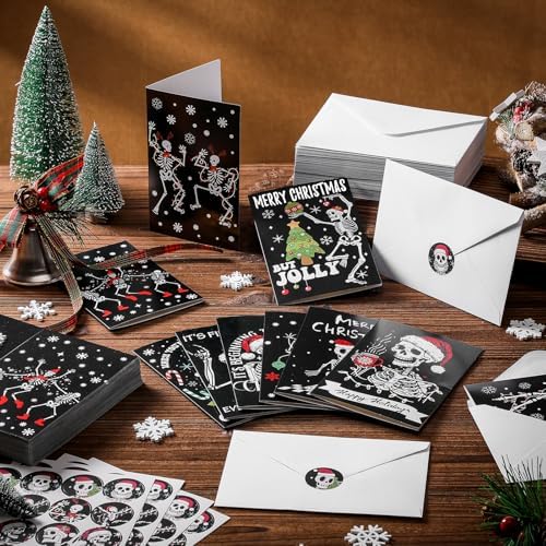 Motiskyy 100 Sets Christmas Cards with Envelopes Sticker, Gothic