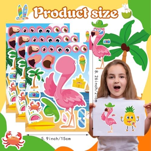 Summer Stickers, Make a Face Sticker, Hawaii Luau DIY Craft Activities