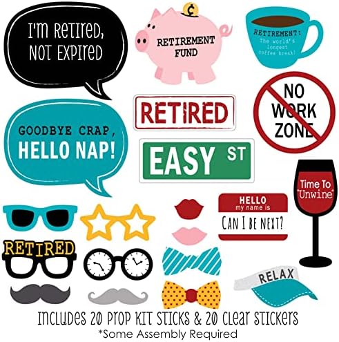 Retirement Photo Booth Prop Kit, DIY Cardstock Props - 20pc