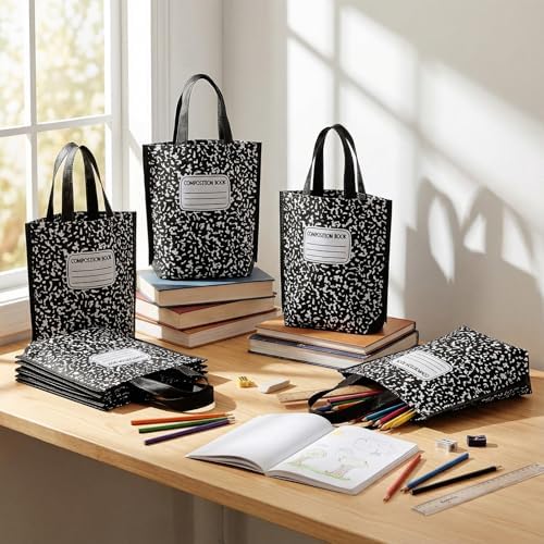 Hosuly 24 Pcs Back to School Gift Bags Composition Book Gift Bags Bulk