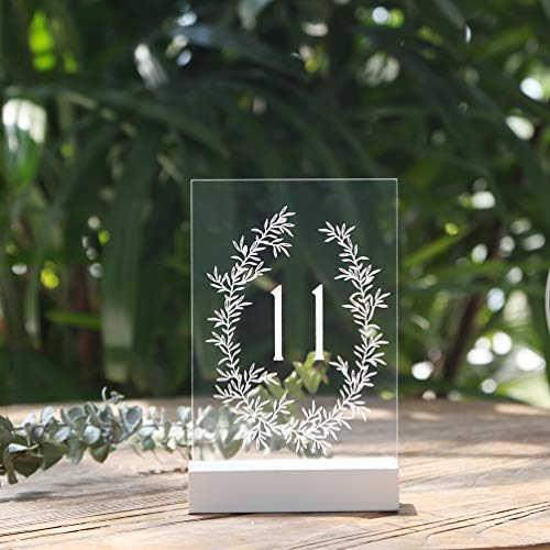 UNIQOOO 5 Pack 4" White Wood Stands for Wedding Acrylic Sign, Wood Table Number Holders for 1/8 Thick Acrylic Sheets | Wedding Display Stand, Card Holder for Bar Menu, Retail Sign, Party, Event