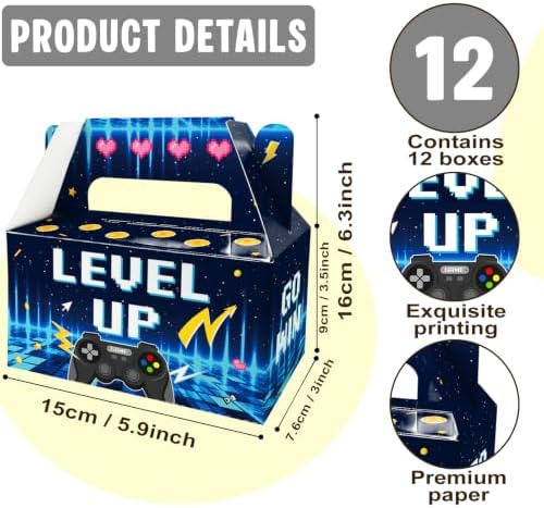 12 Pack Level Up Video Game Party Favor Boxes Gamer Birthday Goodie Bags