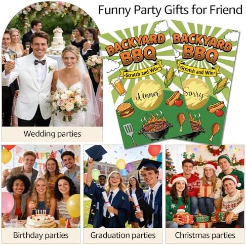 TOUNER 50Pcs Backyard BBQ Scratch Off Game Cards, Father's Day Scratch Cards for Family Gathering Backyard BBQ Birthday Summer Barbecue Retirement Party Lottery Prize Raffle Tickets