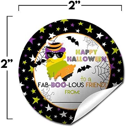 Halloween Llama Thank You Stickers, 40 Pack 2-Inch Fabulous Friend Labels, Spooky Party Favor & Envelope Seals by Amanda Creation
