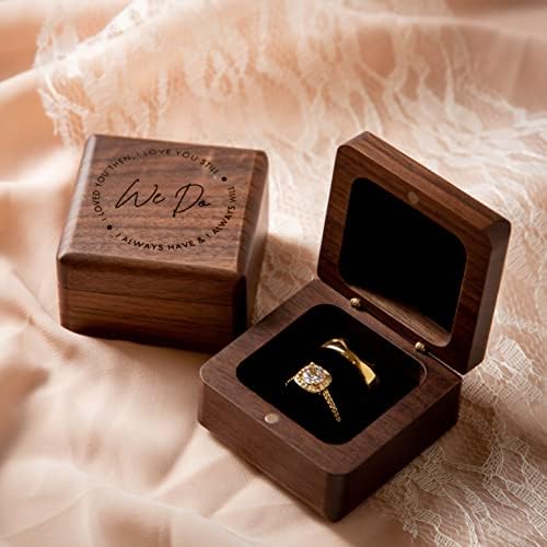 MUUJEE We Do Double Ring Box - Engraved Wooden Ring Case Box for Wedding Ceremony Engagement Proposal, Ring Bearer Gift Ideas (We Do)