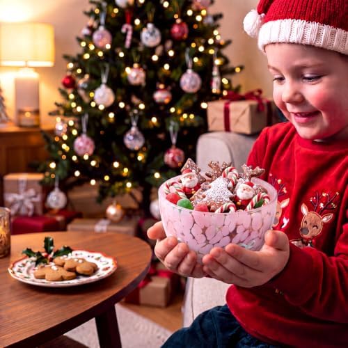 FoldTier Snack Bowl, 14oz Clear Glass Candy Dessert Bowls with Design, Serving Bowls for Gifts Party Favors Table Decoration Supplies (2 Pcs,Bow)