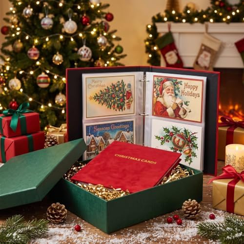 Spiareal Christmas Velvet Card Organizer with 100 Page, Suit 7x5 In Card