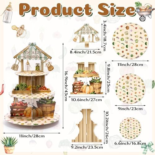 Locally Grown Cupcake Stand - 3 Tiered Baby Shower Party Decoration