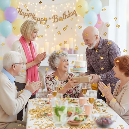 Willbond 2 Bags 1400 Pcs Gold 50th Confetti, 50th Birthday Table Confettis