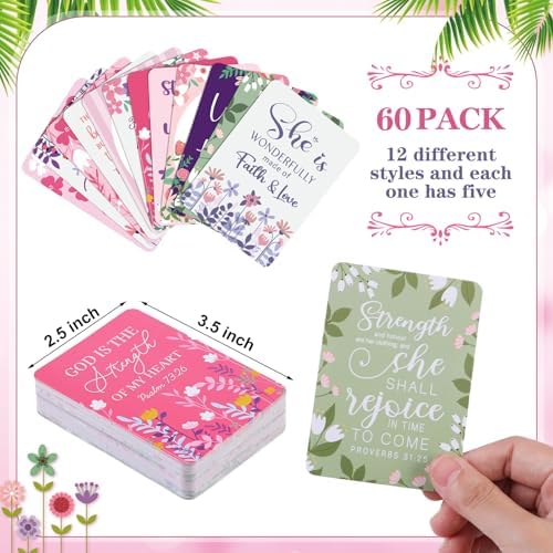 60 Pcs Faith Prayer Card for Women Bulk Christian Prayer Cards