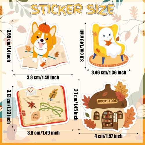 H1vojoxo Fall Bookish Sticker Rolls - 1000PCS Decorative Aesthetic Stickers