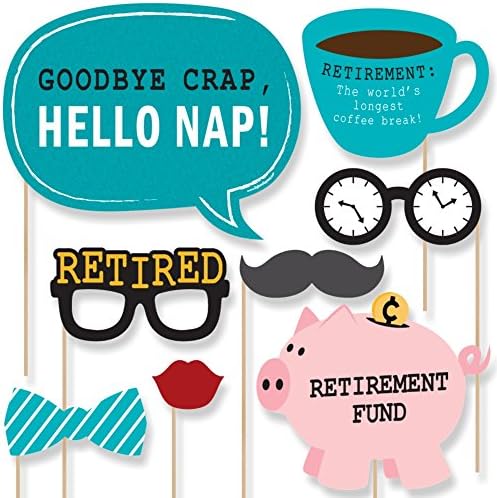 Retirement Photo Booth Prop Kit, DIY Cardstock Props - 20pc