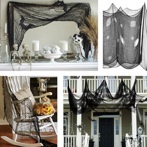 Halloween Decorations Creepy Cloth, 4 PC 72 X 30inch Black Scary Gauze Spooky Cloth, Freaky Loose Creepy Clothes, Halloween Decorations for Haunted Houses Outdoor Indoor Yard Cauldron Wall Decor