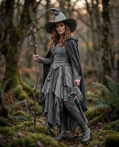 HOMELEX Adult Witch Hat, Tattered Lace Costume Hat for Halloween