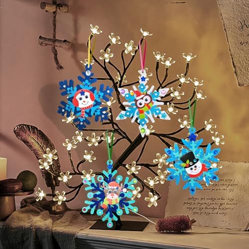 Ruicnte 24 Set Snowflake Ornament Crafts Bulk for Christmas Winter Activity