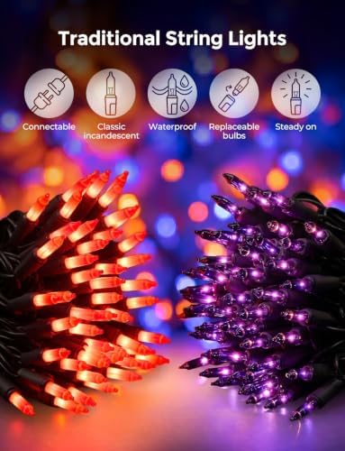 40FT Purple Orange Mini String Lights Halloween Decor for Party Decorations
