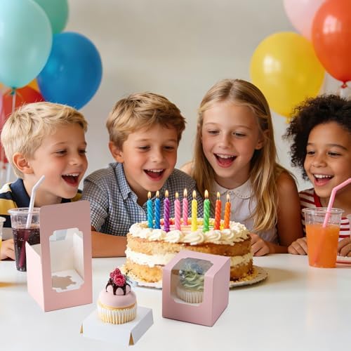 Hoewina 28 PCS Cupcake Boxes, Individual Cupcake Containers with Window