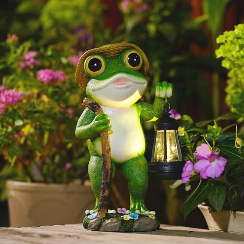 twinbling Solar Frog Garden Decor with Lantern Frog Statue