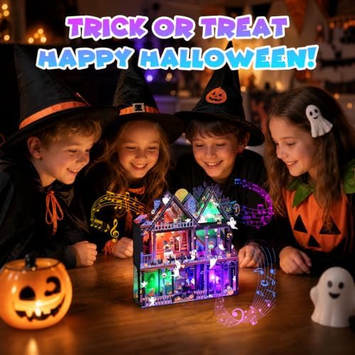 Yinqing Halloween Cards with Music and Lights, Happy Halloween Card House