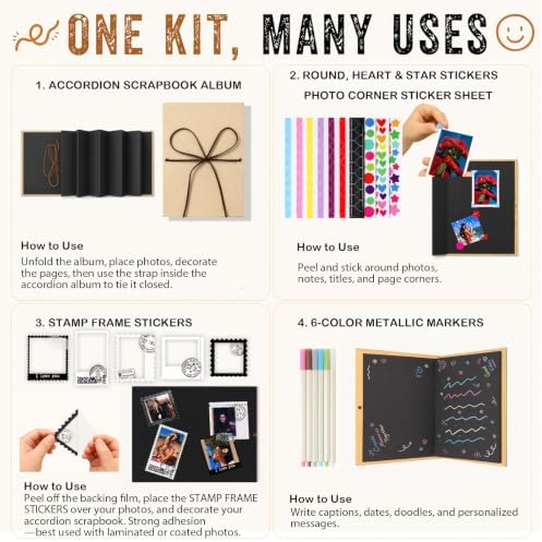 DILVREWA 6 x 8 Inch Small Scrapbook Album with Black Inner Pages