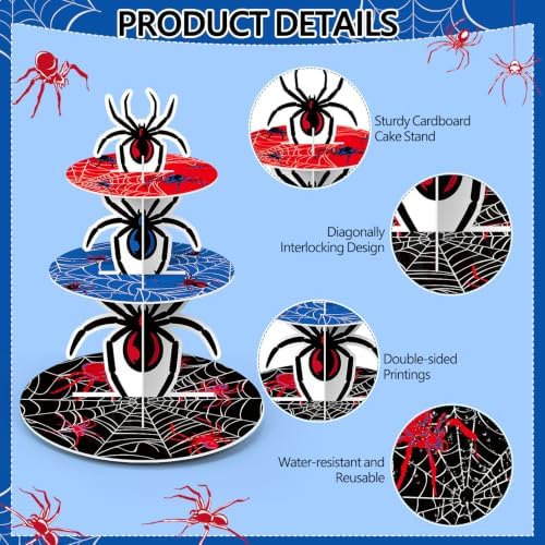 3 Tier Spider Cupcake Stand Spider Birthday Party Decorations