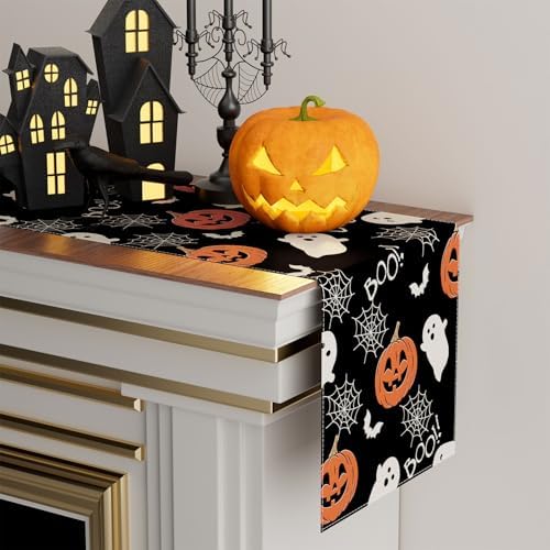 XCHI Halloween Ghost Pumpkin Table Runner for Table Decoration 13x72 Inch