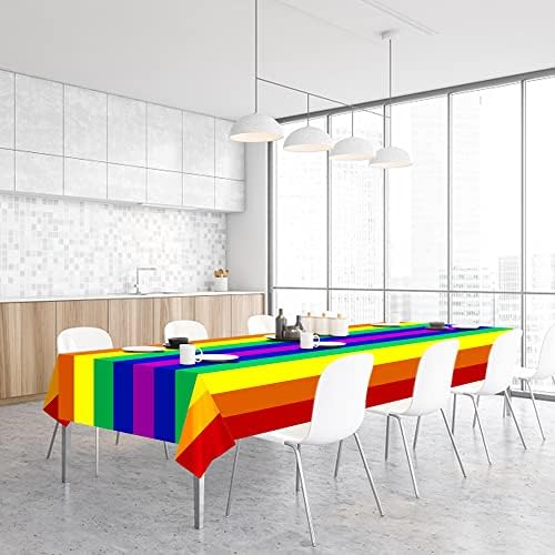 3 Pcs 108" x 54" Disposable Rainbow Tablecloth, Pride Month Table Cloth