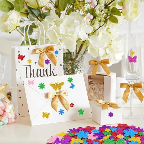 Foam Stickers,448 PCS 3D Glitter Foam Flower and Butterfly Stickers,7Colors