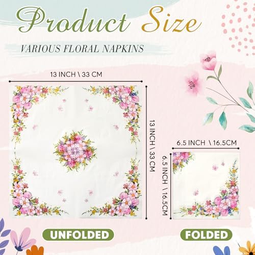Crtiin 20 Pack Decoupage Napkins Floral Cocktail Decorative Paper Napkins