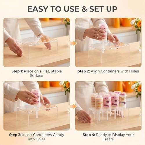 12 Hole Clear Acrylic Push Pop Cake Stand, Reusable Cake Pop Ice Cream Cone Holder Display Rack, Push Tube Containers Stand for Wedding Birthday Party Desserts Showcasing