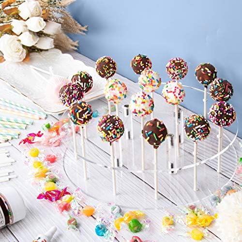 YestBuy Cake Pop Display Stand, 16 Hole Cake Pop Holder , Lollipop Holder for Weddings, Birthday Parties, Anniversaries Gift, Candy Decorative (Clear)