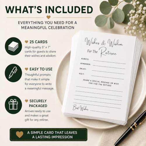 Retirement Advice Cards, Wishes & Wisdom for the Retiree, 25 Cards, Retirement Party Guest Activity, Retirement Wishes Keepsake, Guest Book Alternative
