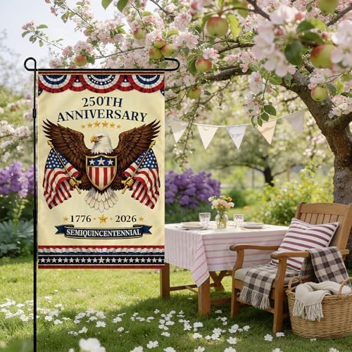 4th of July Decorations - 250th Anniversary Garden Flag | Fourth of July Decor Patriotic USA Banner,1776-2026 America Merchandise Accessories for Garden Yard Porch Patio Lawn Outdoor Outside
