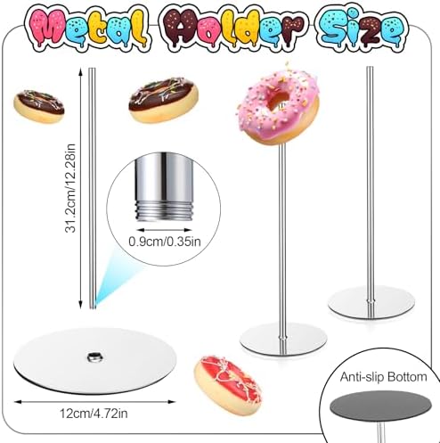 2 Pcs Metal Donut Display Stand Tower for Dessert Table, Silver