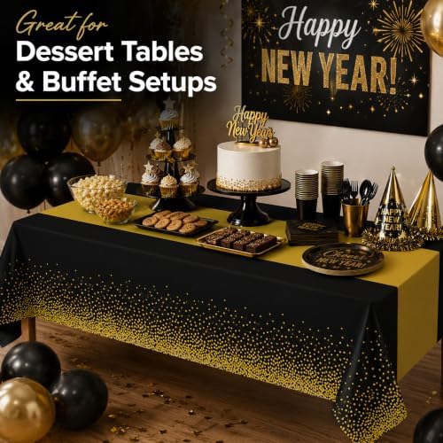 OHOME New Years Decorations 2027-3 Pack Disposable Plastic Tablecloths