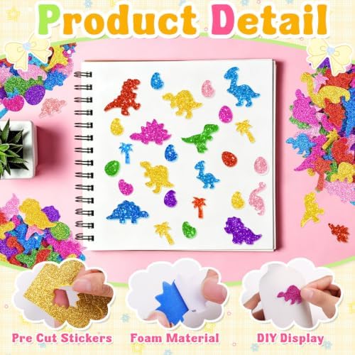 664 PCS Foam Stickers Glitter Foam Stickers for Kid Crafts,Dinosaur Sticker