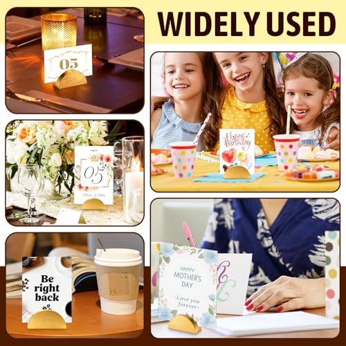 24Pcs Gold Wood Table Number Stands 1.57 In Wood Place Card Holders