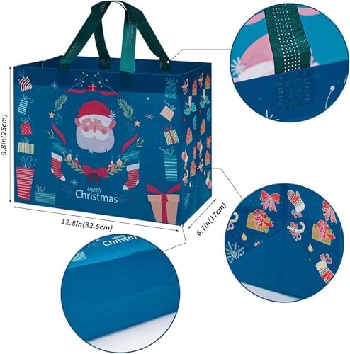 Heetobcos 36 Pack Christmas Gift Bags 13” Large Reusable Tote Bags
