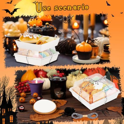 Yaomiao 50 Pcs Halloween Ghost Charcuterie Boxes, Clear Lids Paper