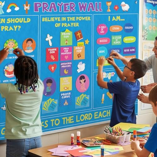 Cinrobiye Christian Prayer Wall Felt Board Kit, Bible Prayer Bulletin Board with Prayer Request Cards, Reusable Church Prayer Wall Decorations for Bible Study, Worship, Prayer Room Home Decor