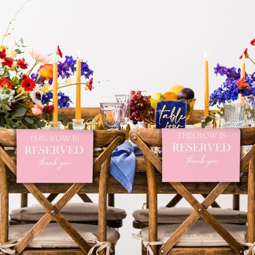 Reserved Seating Chair Signs, This Row Is Reserved Pew Cloths Seating Placeholder for Church Pews, Pink Wedding Decorations for Reception Parties Celebrations Event Meetings (Pink, 4 PCS)