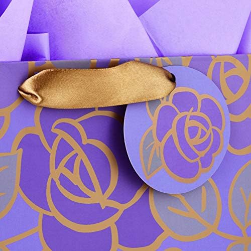 Hallmark 13" Large Gift Bag with Tissue Paper (Flowers, Gold Accents)