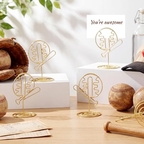 AceOrbit 24 Pcs Baseball Holder Table Centerpieces Card Photo Stand Gold