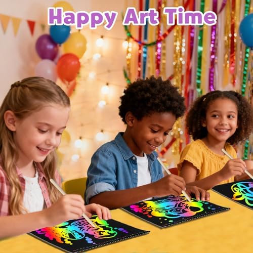 ZMLM Scratch Paper Art-Crafts Gift: 2 Pack Rainbow Notebooks Supplies Toys