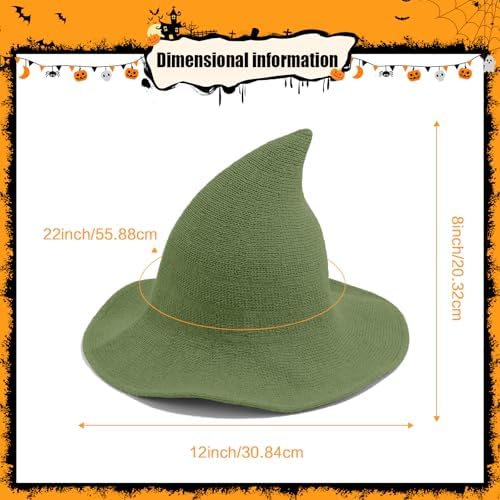 Witch Hat for Women,Wide Brim Foldable Knitted Wool Hats