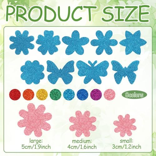 JULBEAR 300Pcs Spring Flower Butterfly Foam Stickers for DIY Crafts