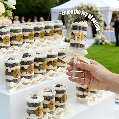 AZYM Cake Pop Stand, Clear Food-Grade Plastic Dessert Cups with Lids, Push Cake Pop Holder with Cutter Tool, Reusable Dessert Containers for Parties, Weddings, Birthdays, DIY Baking Supplies