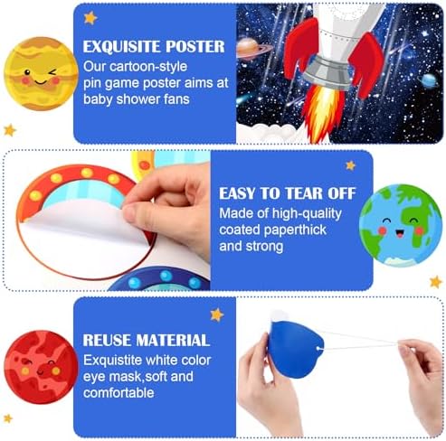 Faccito Pin Outer Space Party Game Set with Blindfolds